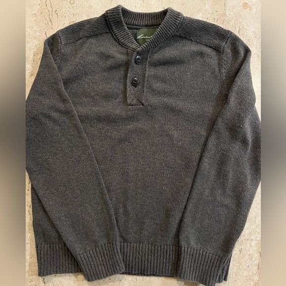 Eddie Bauer 100% Cotton 1/4 Button Pullover Sweater Size Large - Picture 1 of 4